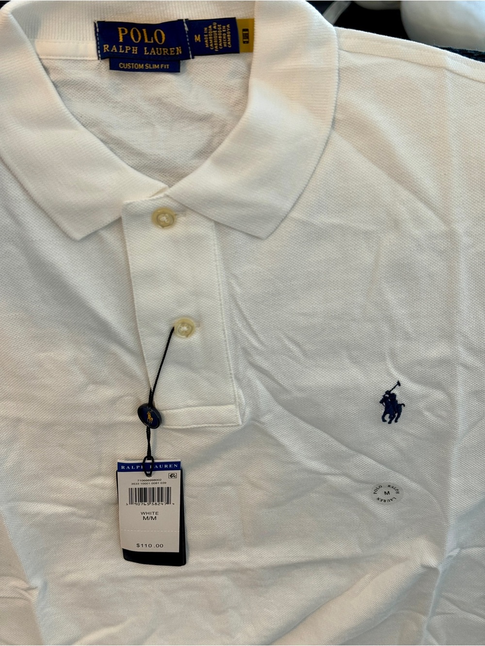Ralph Lauren Men’s White Polo with Navy Pony